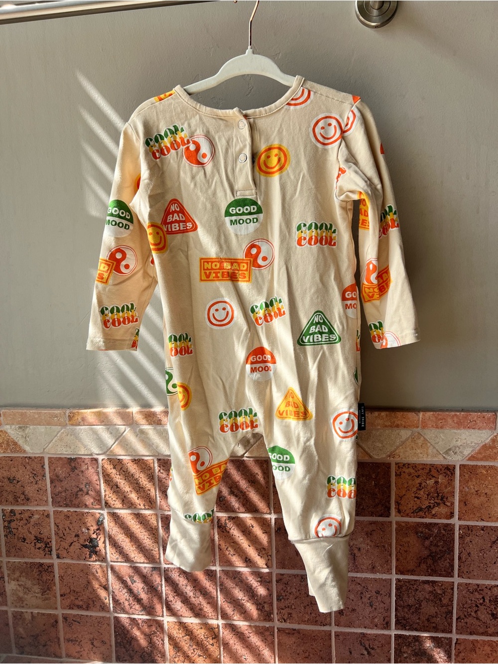 Tiny Tribe Cream One-Piece Romper with Multi-Color Happy Icons - Picture 2 of 3